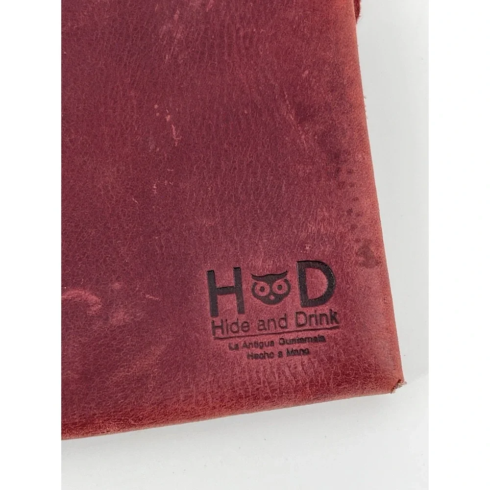 Hide & Drink Leather Pouch Wallet Red Handmade Snap Closure Unisex Rustic.‎
